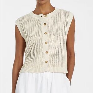 NWT Dissh Bloom Chalk Crochet Crop Vest
